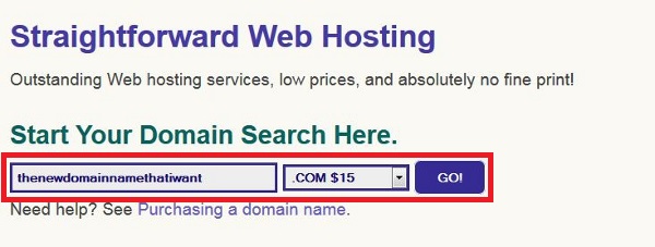 Domain name selection field