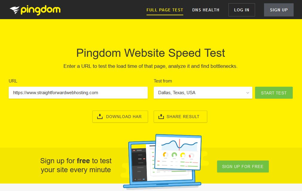 Pingdom home page